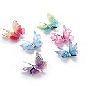 Liasun 6Pcs/pack 3D Colorful Organza Butterfly Hair Clips - Chiffon Fairy Wings - Ribbon Wrapped Clips 0.4Inch Barrettes Hair Accessories