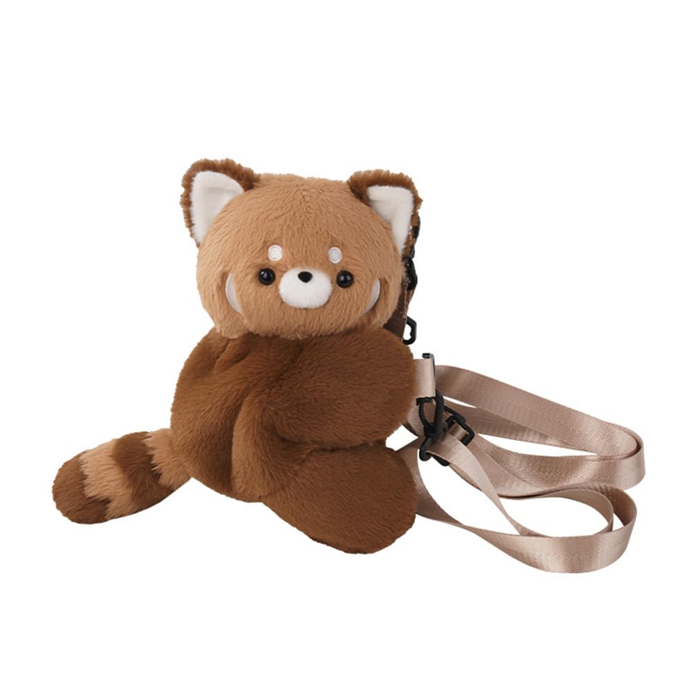 COSWHO Red Panda Hug Stuffed Backpack Cute Animal Plush Shoulder Bag (Large)