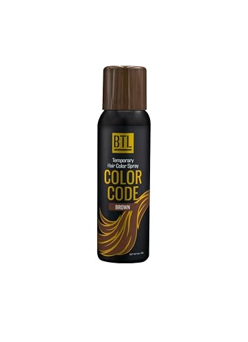 BTL Professional BTL Color Code Temporary Hair Color Spray-On! Vibrant & Easy to Wash | Fast Drying (3oz/80g) (Brown, 3oz/80g)