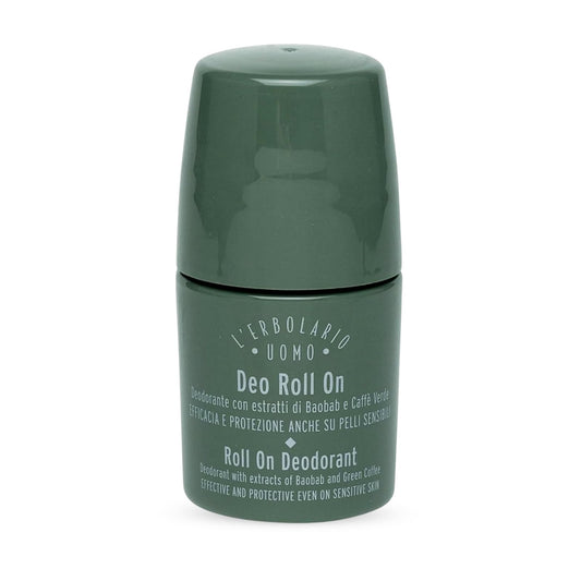 L'Erbolario Uomo Roll On Deodorant - Men's Deodorant with Baobab and Green Coffee Extract - Inhibits Odors, Softens Skin - For All Skin Types - 1.6 oz Beauty and Personal Care L'Erbolario