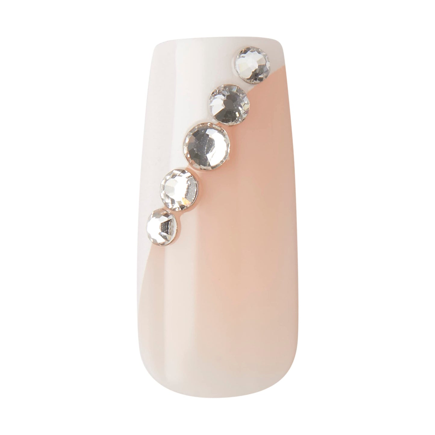 KISS Classy Premium Press On Nails, 'Gorgeous', White, Long Length, Square Shape, Includes 30 Fake Nails, 2g Pink Gel Nail Glue, 1 Manicure Stick, 1