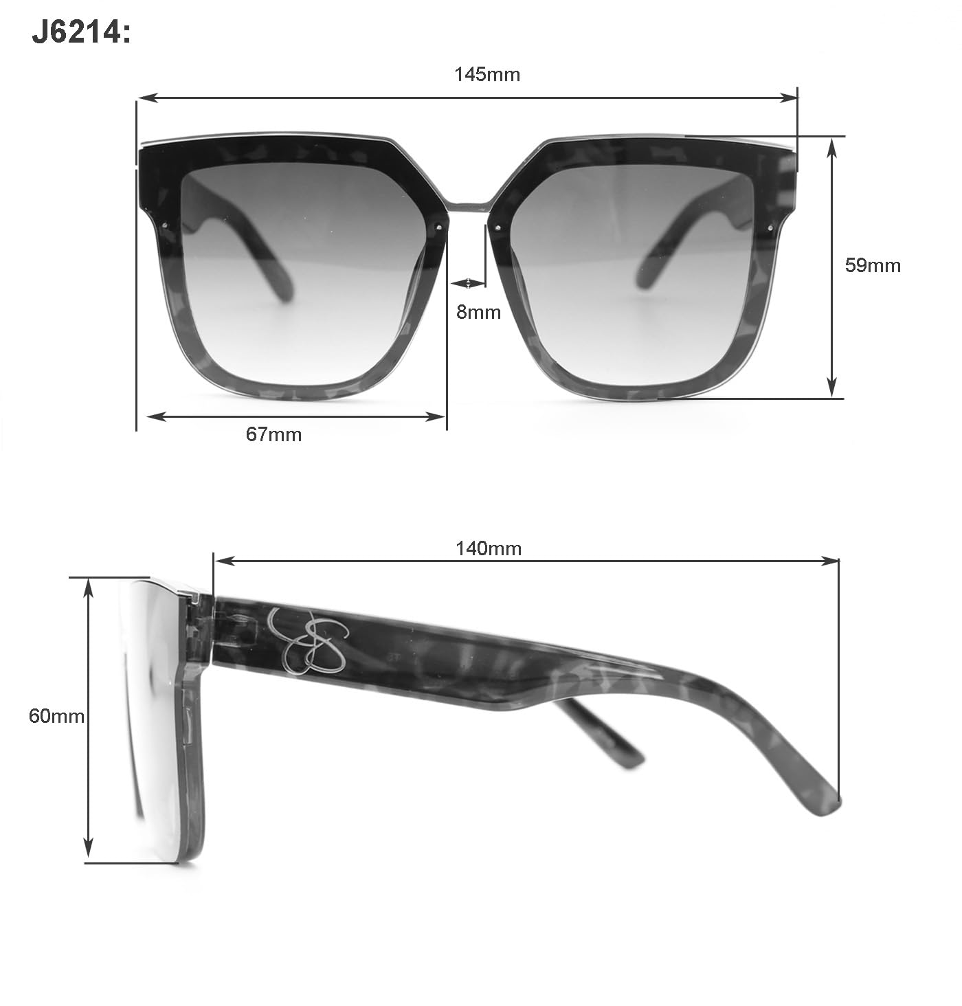 Jessica Simpson Women's J6214 Oversized Cat Eye Square Sunglasses with UV400 Protection - Glamorous Sunglasses for Women, 67mm