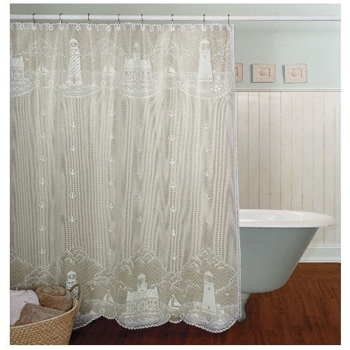 Heritage Lace Lighthouse 72x72 Shower Curtain, White