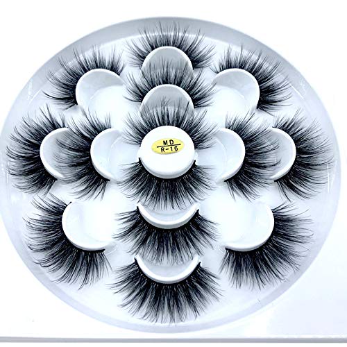 HBZGTLAD NEW 7Pairs 3D Mink Hair False Eyelashes Criss-cross Wispy Cross Fluffy length Lashes Extension Handmade Eye Makeup Tools (MDR-16)