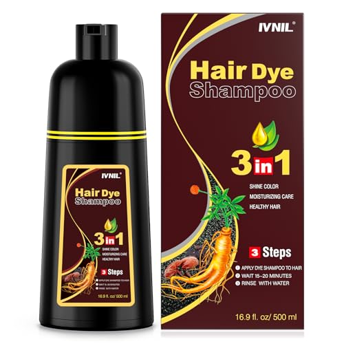 Ivnil Dark Brown Hair Dye Shampoo 3 in 1 Hair Color for Women/Men for Grey Coverage Champu Para Canas Mujer Beauty and Personal Care Ivnil Default Title