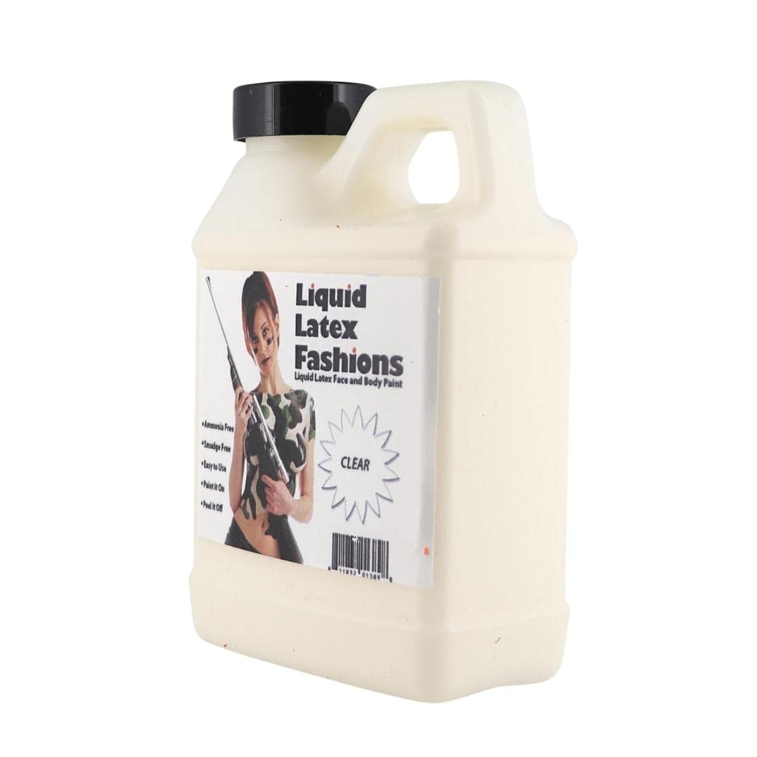 Clear 8 Oz - Liquid Latex Body Paint, Ammonia Free No Odor, Easy On and Off, Cosplay Makeup, Creates Professional Monster, Zombie Arts