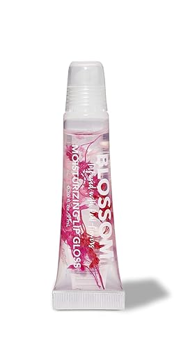 Blossom Lip Gloss Tubes, Cherry Scented Thick Clear High Shine Moisturizing Flower Lip Gel with Nourishing Jojoba Seed Oil, Infused with Real Flowers