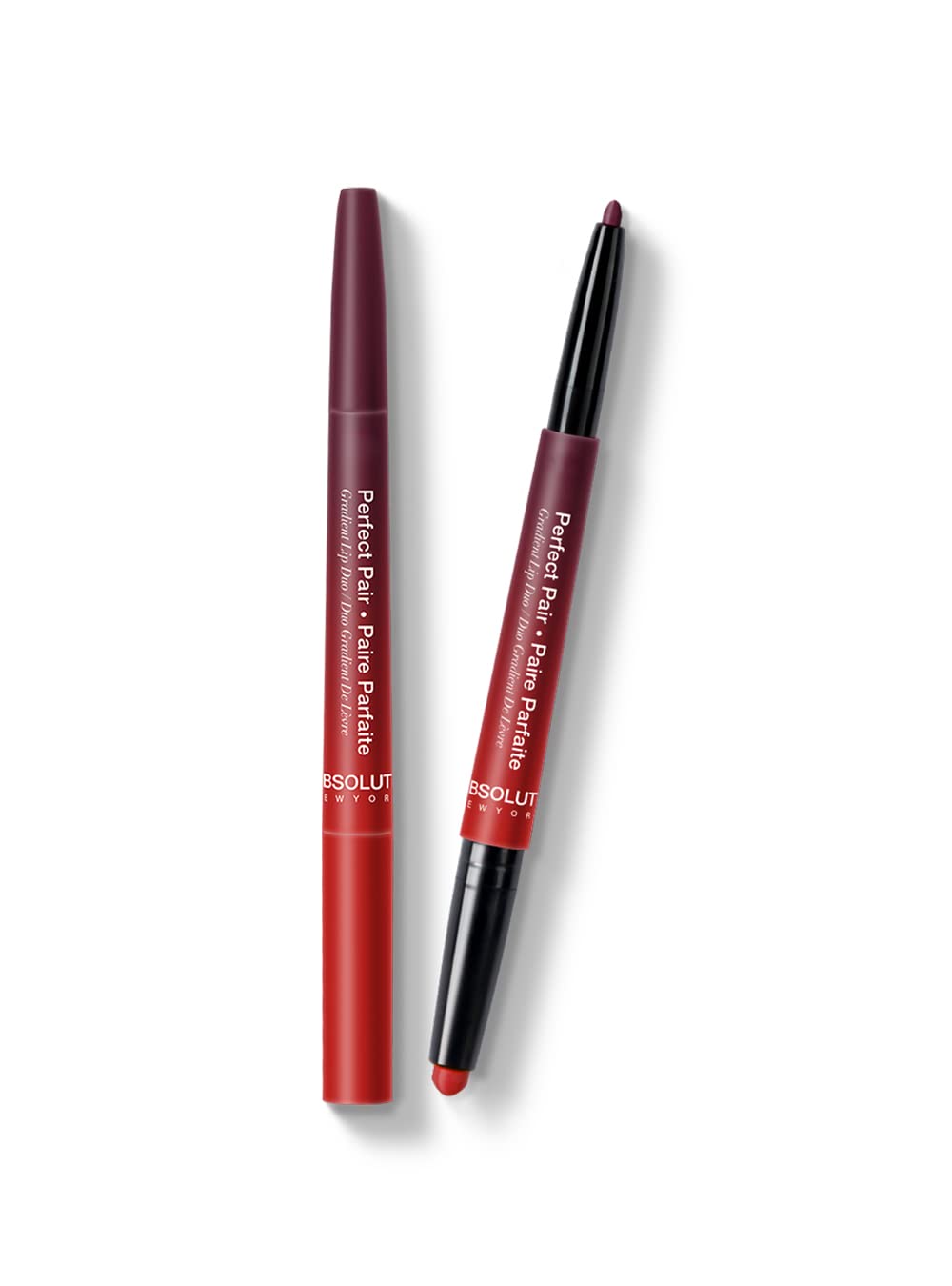 Absolute New York ALD02 Perfect Pair Lip Duo, Fuller and Poutier Lips, Deeper Shade For Lip Contouring, Satin Lipstick and Lip Liner