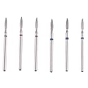 MZCMSL Flame Shape Diamond Cuticle Nail Drill Bit Set, 6pcs Pro Manicure Drill Bits for Nail Prep, 3/32 Shank efile Bit(Fine+Medium)