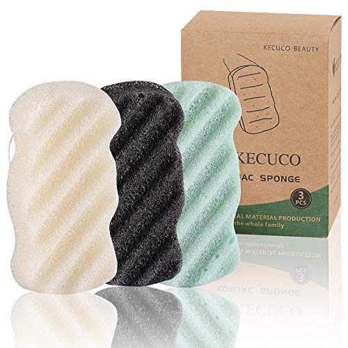 KECUCO 3 Pcs Natural Konjac Facial Sponges for Women and Girls, Gentle Facial Sponge for Cleansing and Makeup Removal, Bath Sponge for Babies