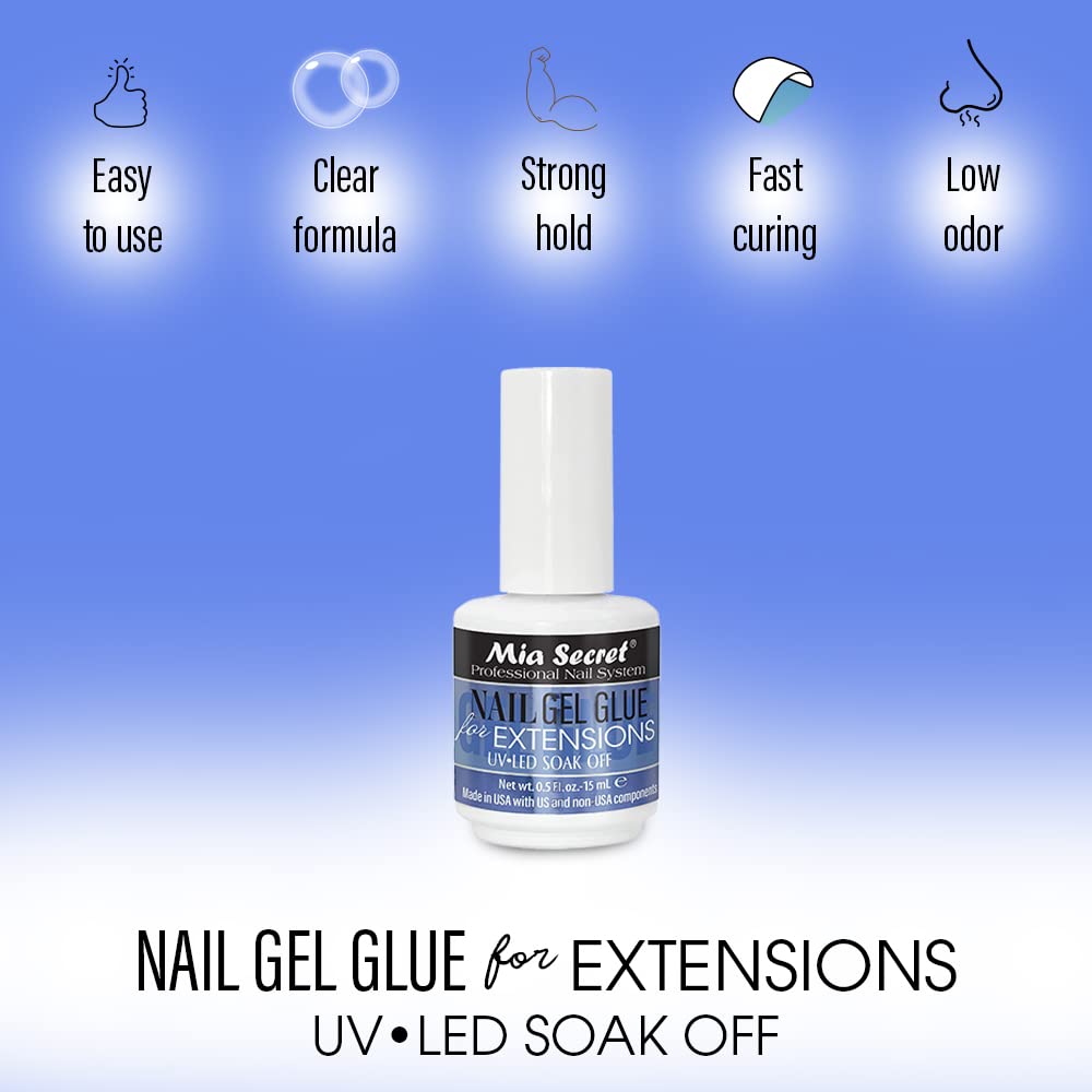 MIA SECRET 0.5Floz NAIL GEL GLUE FOR EXTENSIONS UV-LED SOAK OFF