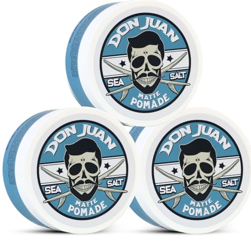 Don Juan Sea Salt Matte Pomade | Water Based | Medium Hold | Matte Finish | Natural Plant Extracts and Ocean Minerals | Surf Wax Scent, 4 oz Pack of 3