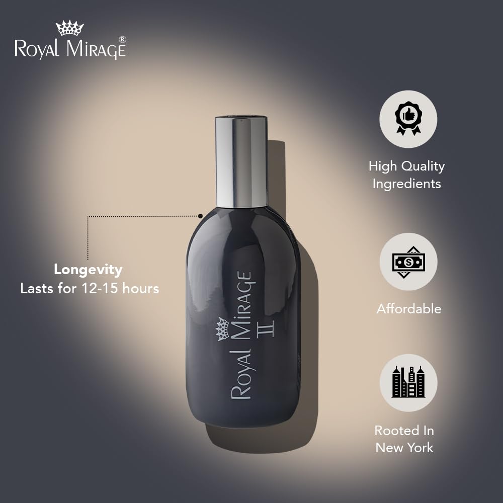 Royal Mirage II Eau de Toilette - Premium Citrus & Jasmine Fragrance Spray - 120ml (4 oz) Long-Lasting EDT - Authentic Heritage Scent