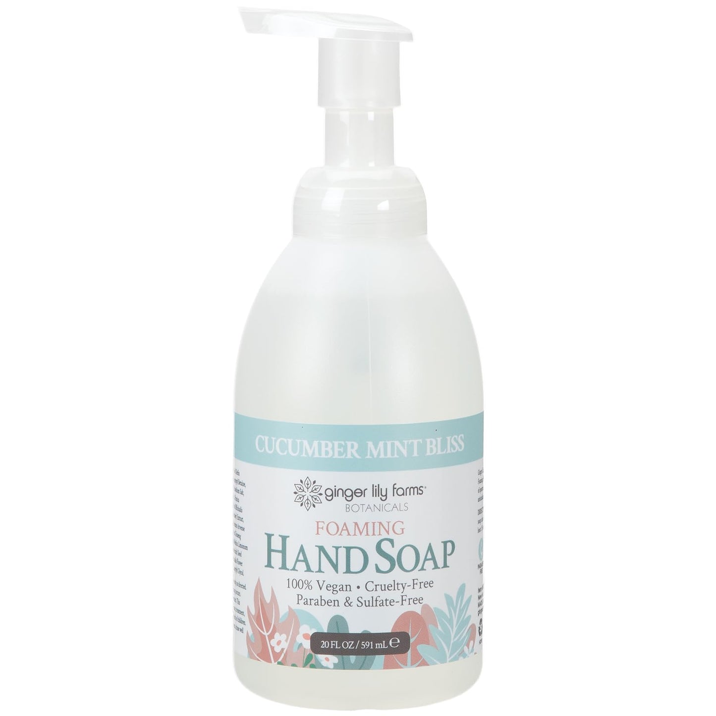 Ginger Lily Farms Botanicals All-Purpose Foaming Hand Soap Refill, 100% Vegan & Cruelty-Free, Cucumber Mint Bliss Scent, 20 Fl Oz (Pack of 8)