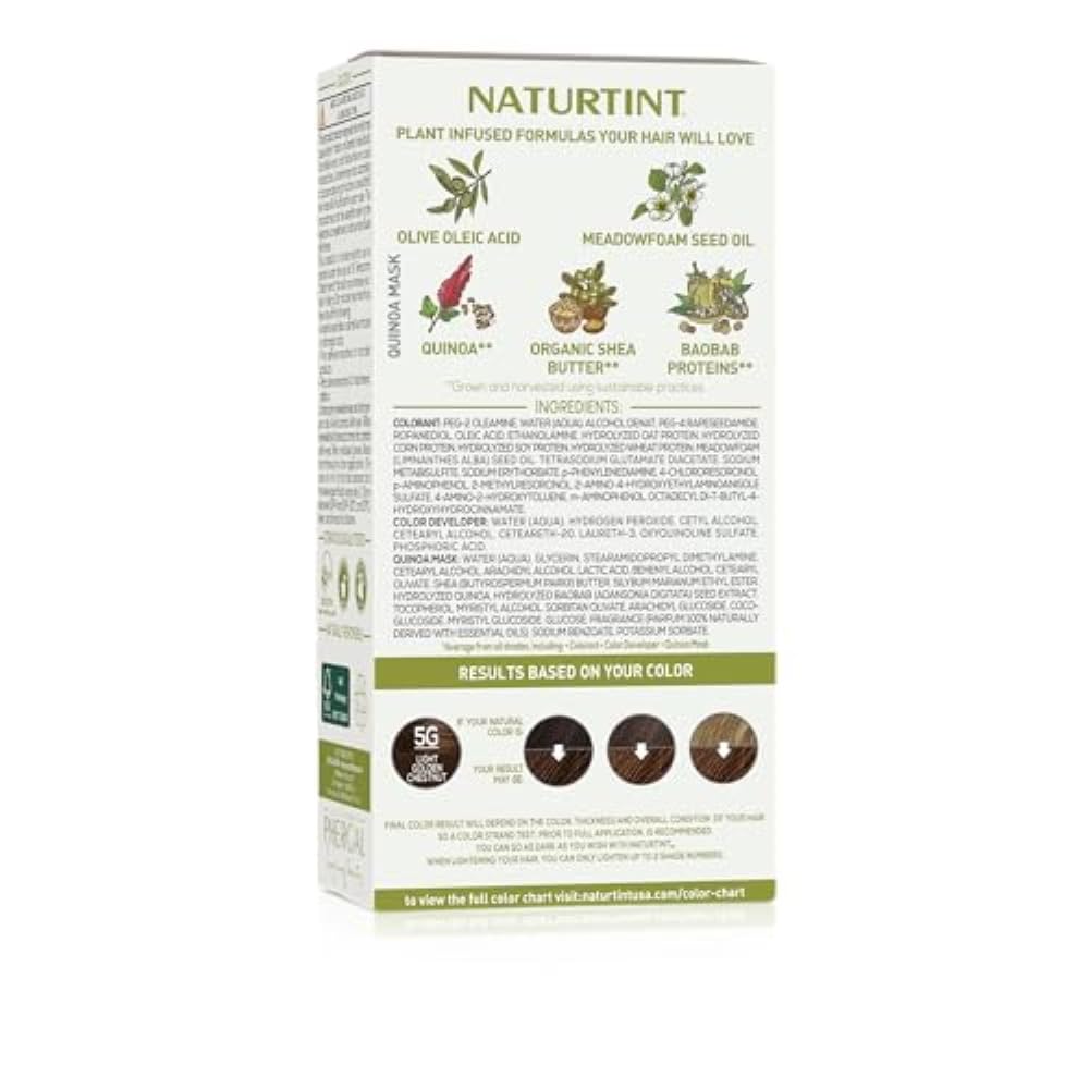 Naturtint 5G Light Golden Chestnut Permanent Hair Color (Pack of 1), Ammonia Free, Vegan, Cruelty Free, up to 100% Gray Coverage, Long Lasting Results