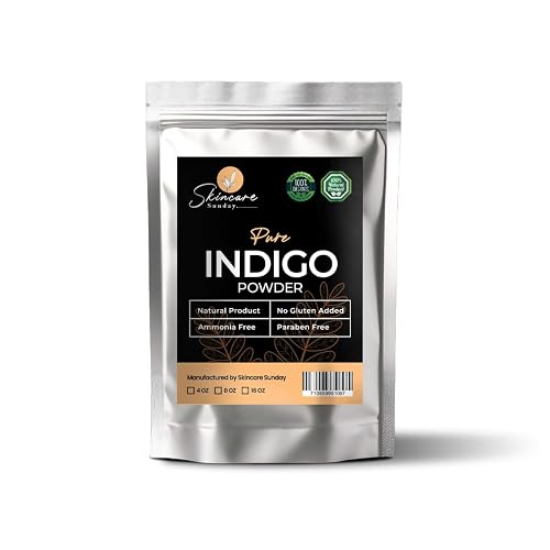 Skincare Sunday Pure Indigo Powder - 100% Organic & Natural Hair Colorant | Ammonia Free, Paraben Free, Gluten Free (8 Oz)