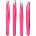 Tweezers Set, High Precision Stainless Steel Eyebrow Tweezers for Facial Hair, Inward Growing Hair and Splinter Remover Kit, Suitable for Women