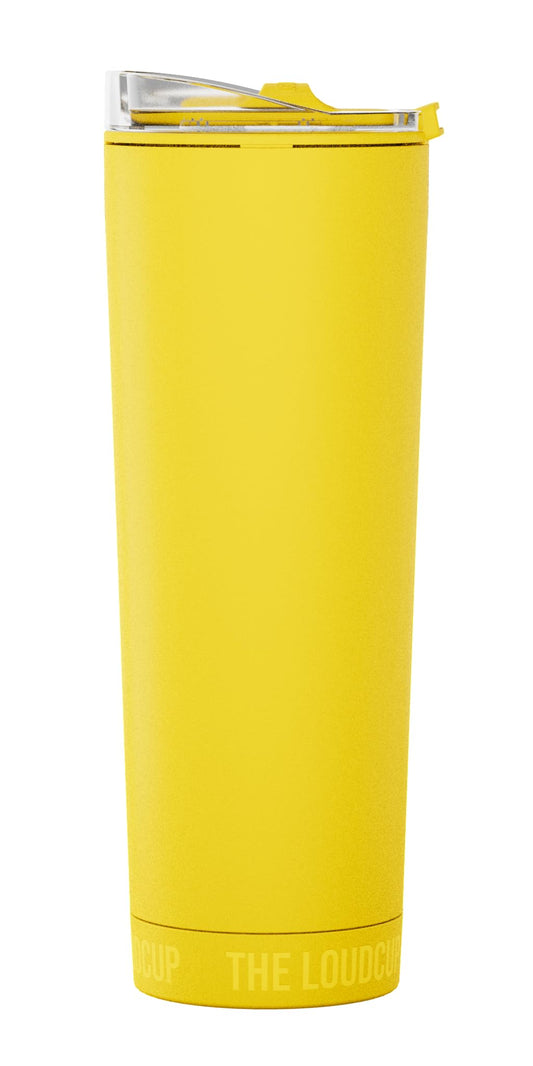 The LoudCup - 23oz Reusable Tumbler & Stadium Horn with Slide-Close Lid (Sunshine Yellow) | Sports Fan Cup, Football & Soccer Match Day Noise Maker