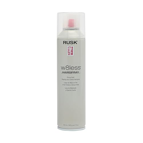 RUSK Designer Collection W8less Strong Hold Shaping and Control Hairspray, Provides Natural, Long-Lasting, Texture and Maximum Shine, 10 oz