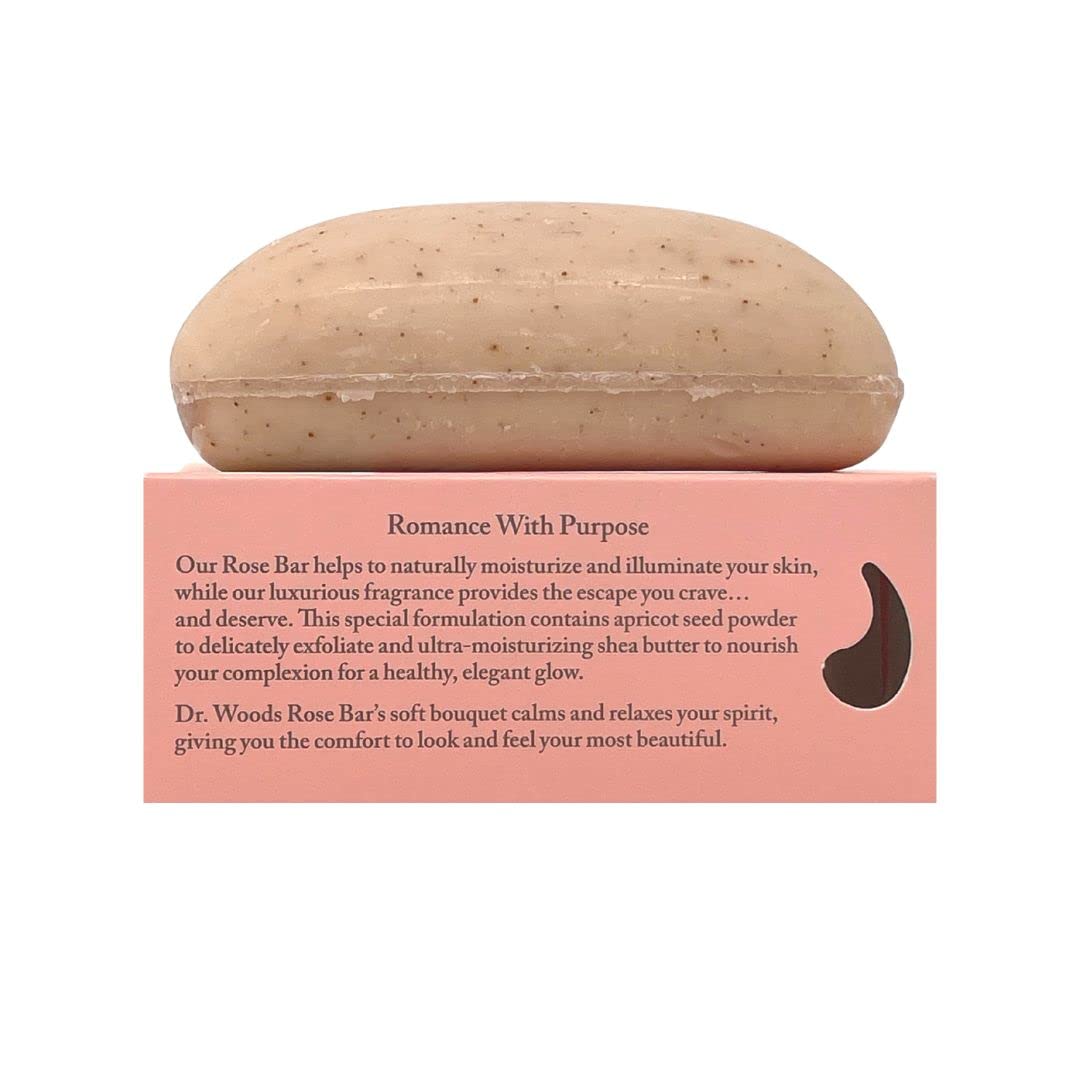 Dr. Woods Skin Exfoliating English Rose Bar Soap with Organic Shea Butter, 5.25 Ounce (Pack of 6)