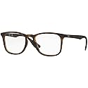 Ray-Ban Unisex RX7074 Square Prescription Eyewear Frames, Rubber Havana/Demo Lens, 52 mm