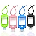 4 Pack Travel Size Plastic Clear Bottles w/Silicone Sleeve Refillable Empty Squeeze Containers Leakproof Flip Cap Keychain Bottles Hand Sanitizer
