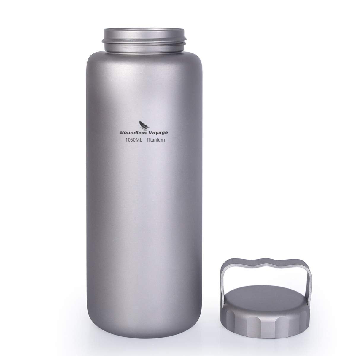 iBasingo 1050ml/35.5 oz Titanium Water Bottle with Handle Outdoor Leak-Proof Wide Mouth Sport Drinking Bottle Camping Tea Coffee Canteen Kettle…