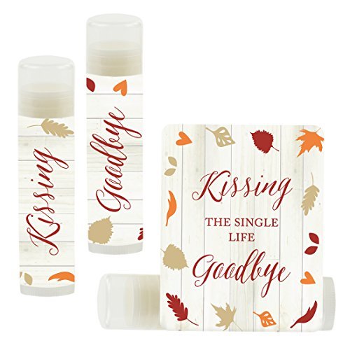 Andaz Press Bridal Shower Bachelorette Party Lip Balm Party Favors, Fallin' In Love Autumn Fall Leaves, Kissing The Single Life Goodbye, Bridesmaid