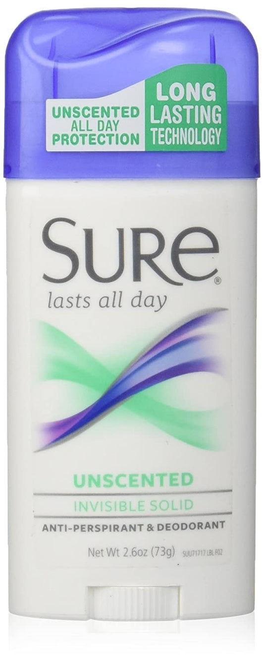 Sure Invisible Solid Deodorant, 2 Count, Reduces Underarm Wetness, Unscented Beauty and Personal Care Sure