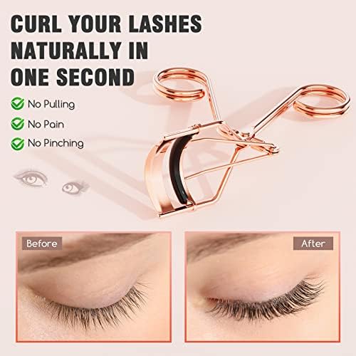 Eyelash Curler with Comb, Professional Volumizing Lash Lift Kit Lash Curler with Refill Pads for Home & Travel Uses, Rose Gold Beauty and Personal Care TOMEEM