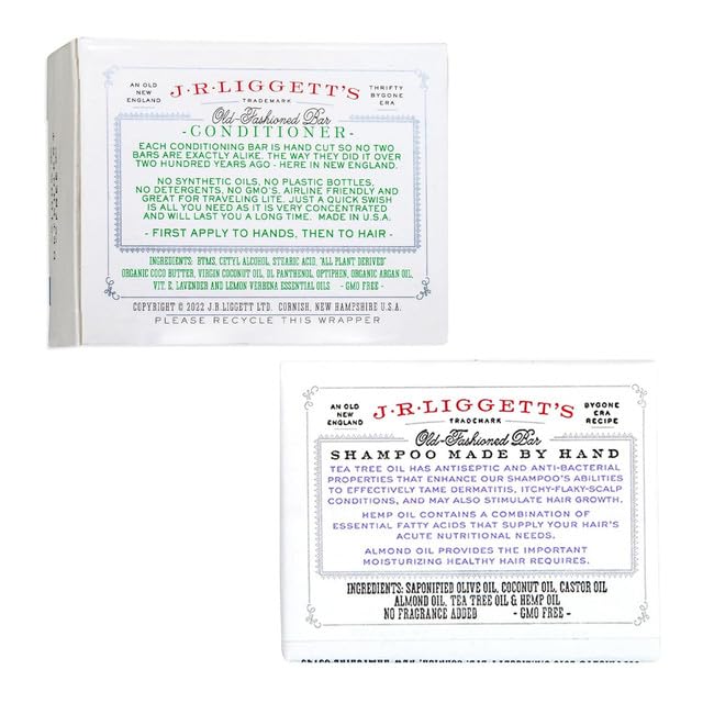 J.R.LIGGETT'S Tea Tree Formula Shampoo Bar and Conditioner Bar 2-Pack, All-Natural, Plant-Based Solid Hair Care Set, Sulfate-Free, 3.5 oz Shampoo