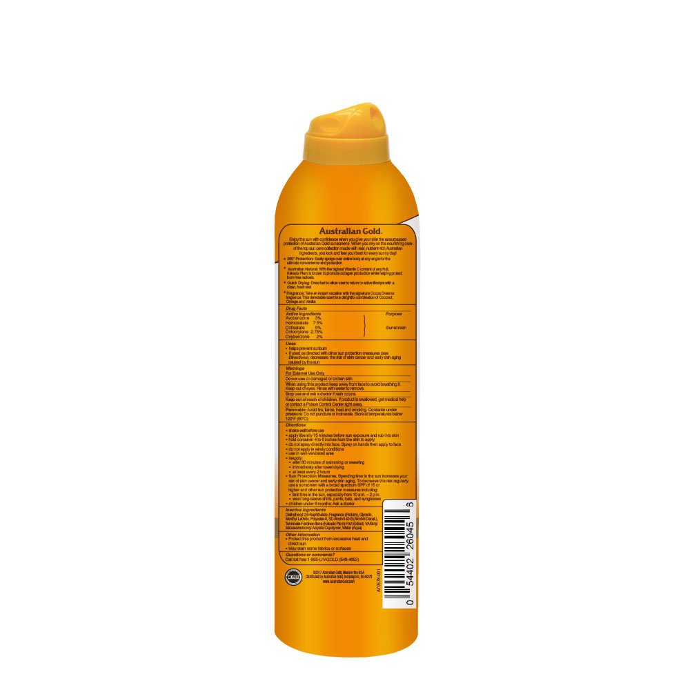 Australian Gold Continuous Spray Sunscreen SPF 30, 6 Ounce | Dries Fast | Broad Spectrum | Water Resistant