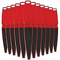ForPro Professional Collection Pedicure Paddle Foot File, Double-Sided Foot File for Heels, Disposable & Sanitizable, 80/120 Grit, Red, Pack of 12