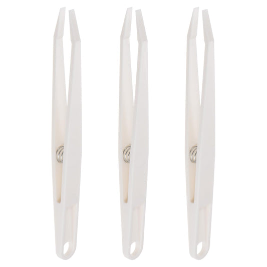 HARFINGTON 3pcs Sticker Tweezers for Crafting 4.53" Flat Tip with Spring Plastic Tweezers Craft Tweezers for Stickers, Scrapbooking, Eyelash Beauty and Personal Care HARFINGTON