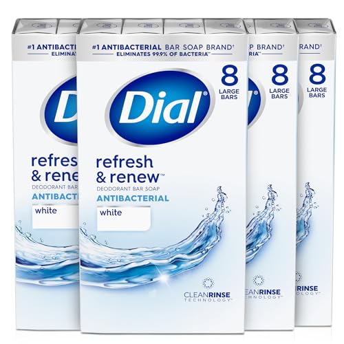 Dial Antibacterial Bar Soap, Refresh & Renew, White, 4 oz, 32 Bars Beauty and Personal Care Dial Default Title