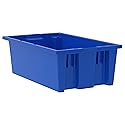 Akro-Mils 35180 Nest and Stack Plastic Storage Container and Distribution Tote, (18-Inch L x 11-Inch W x 6-Inch H), Blue, (6-Pack)