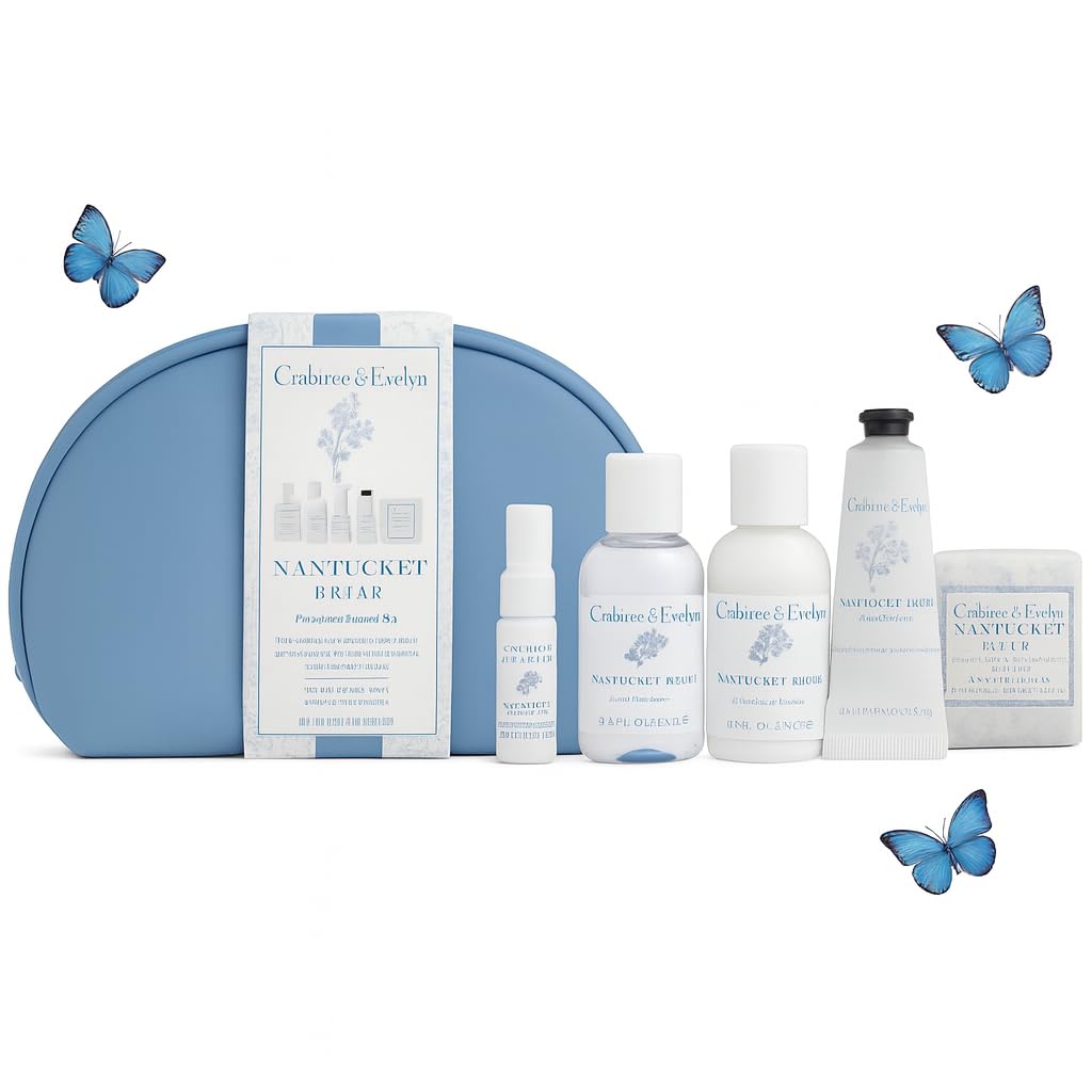 Crabtree & Evelyn Nantucket Briar Personal Travel Bath Set (6 Pieces - (3oz) bath and shower gel (3oz) body lotion (0.9oz) hand cream (0.33oz) body Beauty & Personal Care Crabtree & Evelyn
