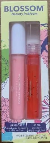 Blossom Strawberries n Cream Lip Gloss & Strawberry Lip Oil Well Blended Juicy, 1 Count (Pack of 1)