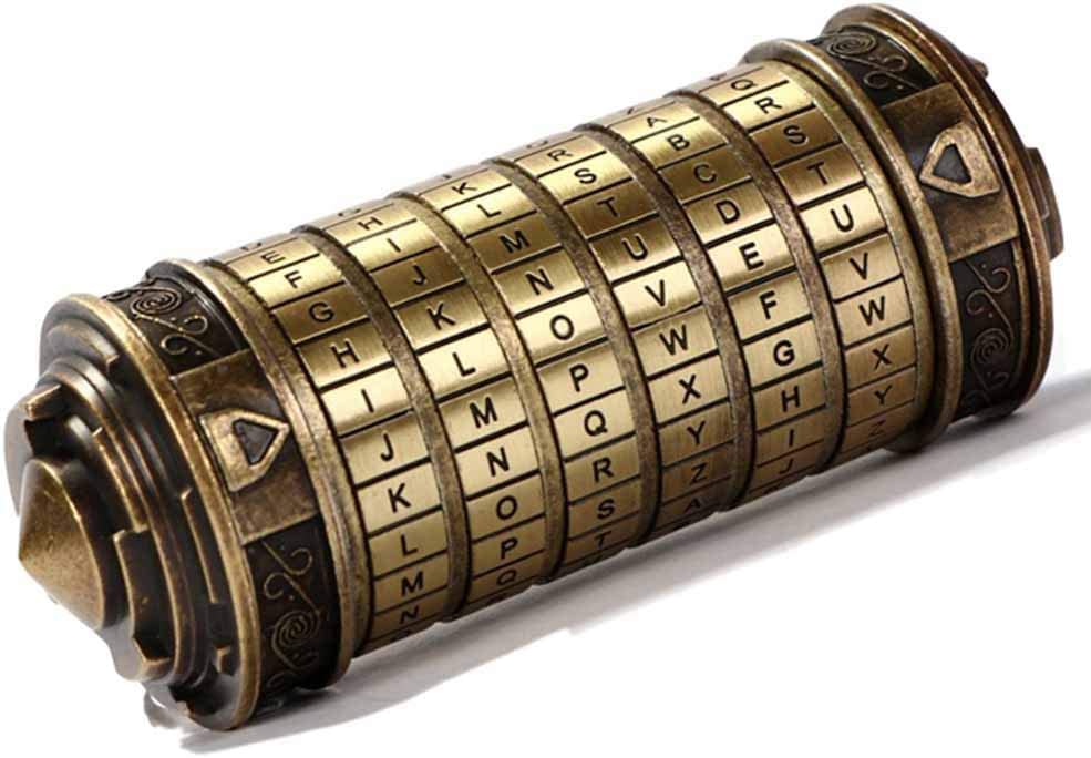 Cryptex Da Vinci Code Mini Lock Puzzle Box – Hidden Compartment Gift for Anniversary, Valentine’s Day, Birthday, Romantic Gift for Her or Him