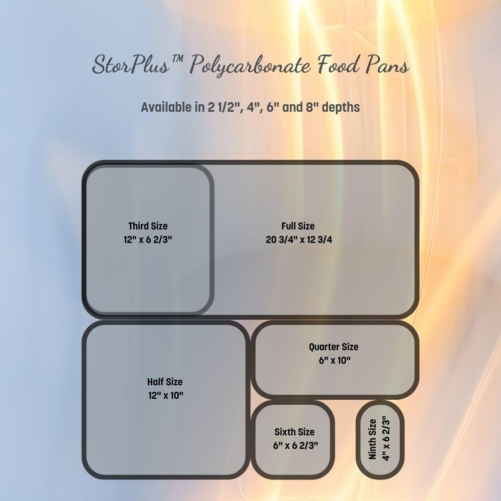 Carlisle FoodService Products Storplus 1/2-Size Food Pan for Catering, Buffets, and Restaurants, Polycarbonate, 4 Inches Deep, Clear