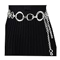 LABANCA Womens Belt Chain Dress Hollow Out Ring Sweater Belt Decorated Skinny Waist Belt Silver