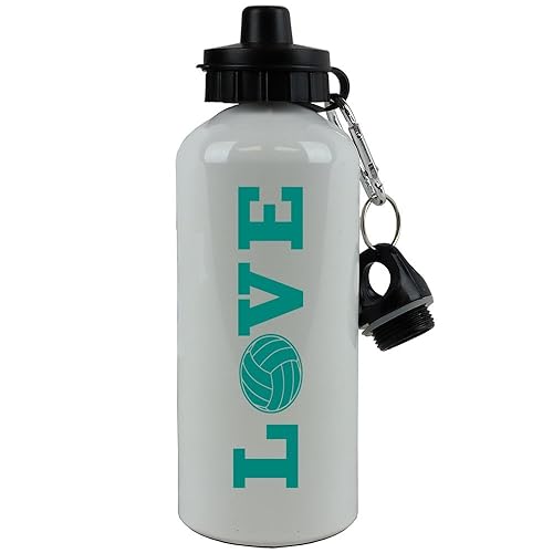 Engraved Cases Love Volleyball Sports Team Aluminum White Finish 20 Ounce 600ML Sport Water Bottle Gift (Teal)