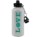 Engraved Cases Love Volleyball Sports Team Aluminum White Finish 20 Ounce 600ML Sport Water Bottle Gift (Teal)