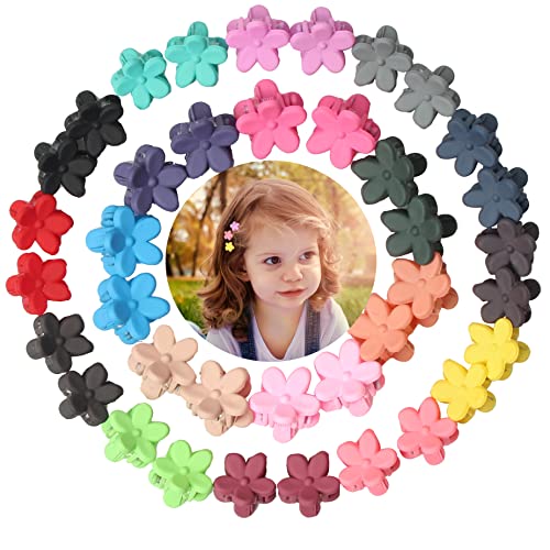40Pcs Baby Girls Hair Bangs Mini Hair Claw Clip Kids Hair Pin 20 Colors for Girls (Flower)