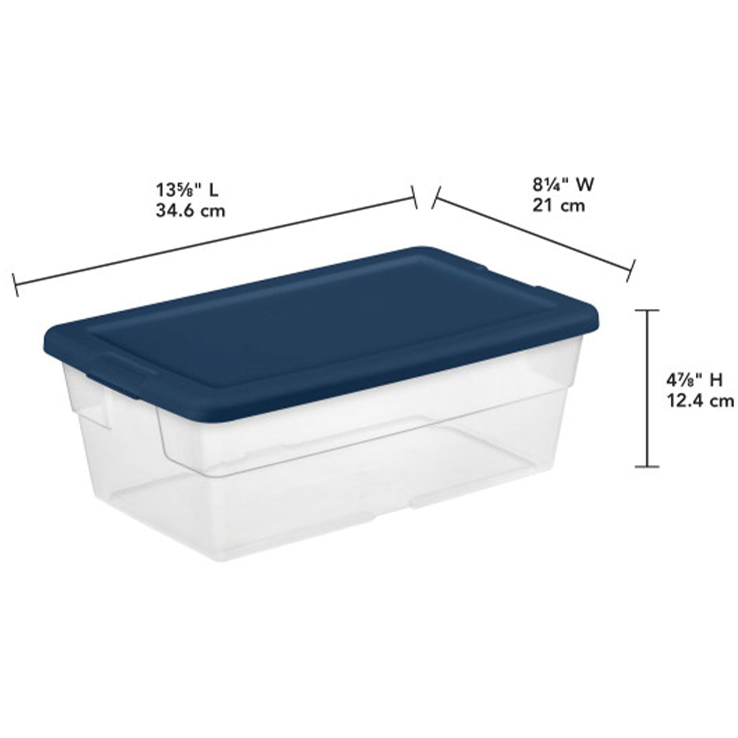 Sterilite Stackable 6 Quart Clear Home Storage Box with Handles and Blue Lid for Efficient, Space Saving Household Storage and Organization, 5 Pack