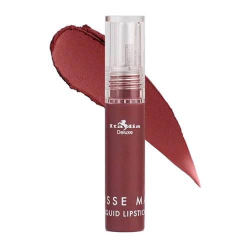 Italia Deluxe Pick 1 Mousse Matte Liquid Lipstick Comfortable Velvet Finish & Zipper Bag (190-11 : COGNAC, Full Size)