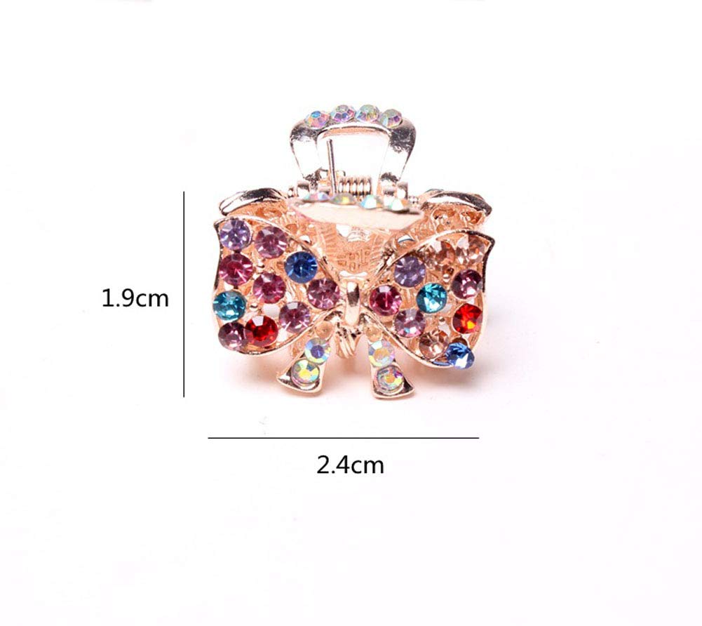 6PCS Fashion Crystal Metal Jaw Claw Hair Clip Vintage Small Rhinestone Hair Claws Hairpins Hair Claw Barrettes for Women (NO 1)