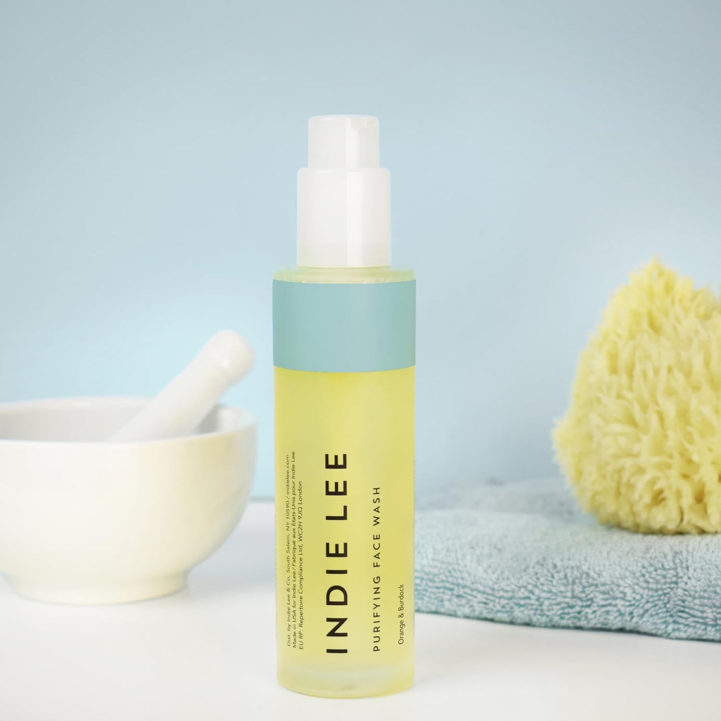 Indie Lee Purifying Face Wash - Hydrating Facial Cleanser + Makeup Remover - With Orange, Lavender, Burdock + Jasmine - Foam Face Wash for All Skin