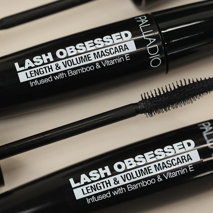Palladio Lash Obsessed Mascara, Extreme Definition Lengthening Mascara, Amplifies Volume & Fullness, Evenly Coats Lashes, Lucious Length, Natural