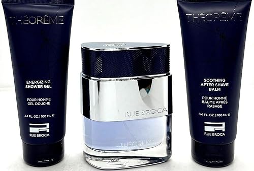 Afnan Rue Broca Theoreme Homme 3-Piece Set for Men, (3.0 Oz Eau De Parfum Spray + 3.4 Oz Body Lotion + 3.4 Oz Shower Gel)